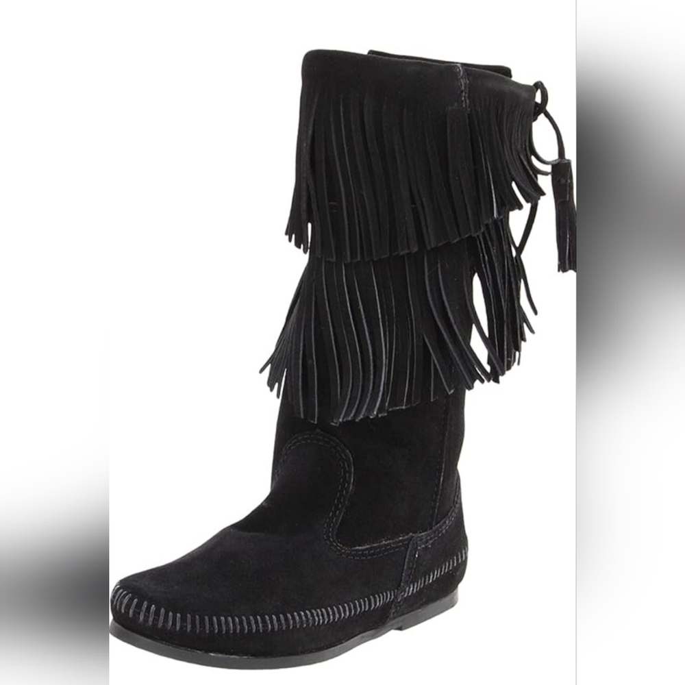 Calf Hi 2-Layer Fringe Boot By Minnetonka - image 1